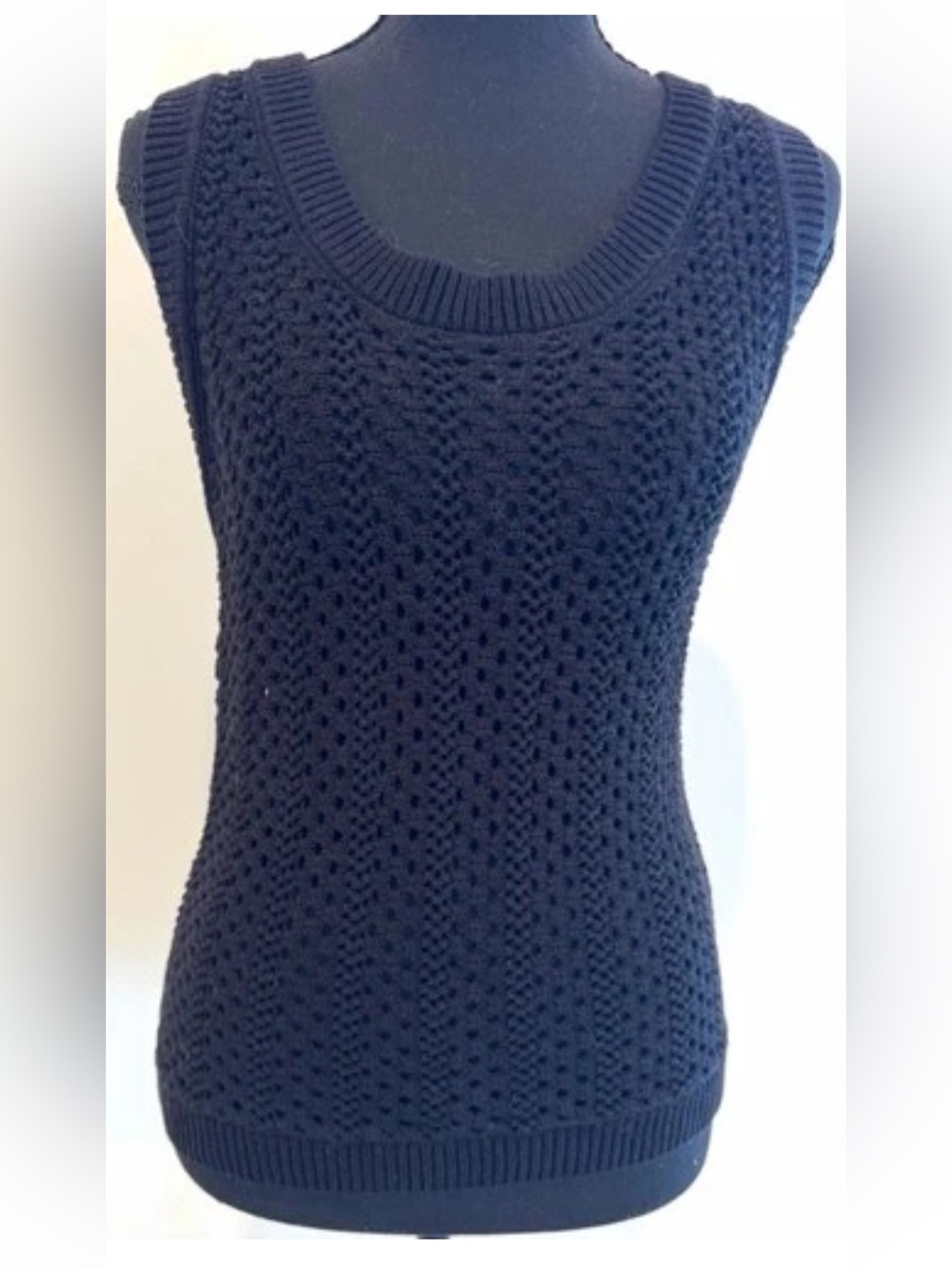 NWOT, Small Young Fabulous & Broke, Black Crochet Knit Sleeveless Sweater Tank